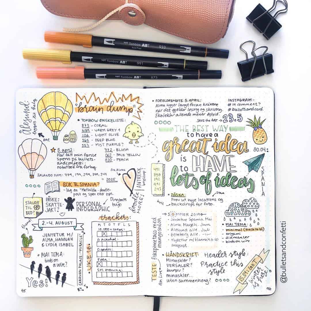 Brain Dump in your Bullet Journal + 55 Inspirational ideas